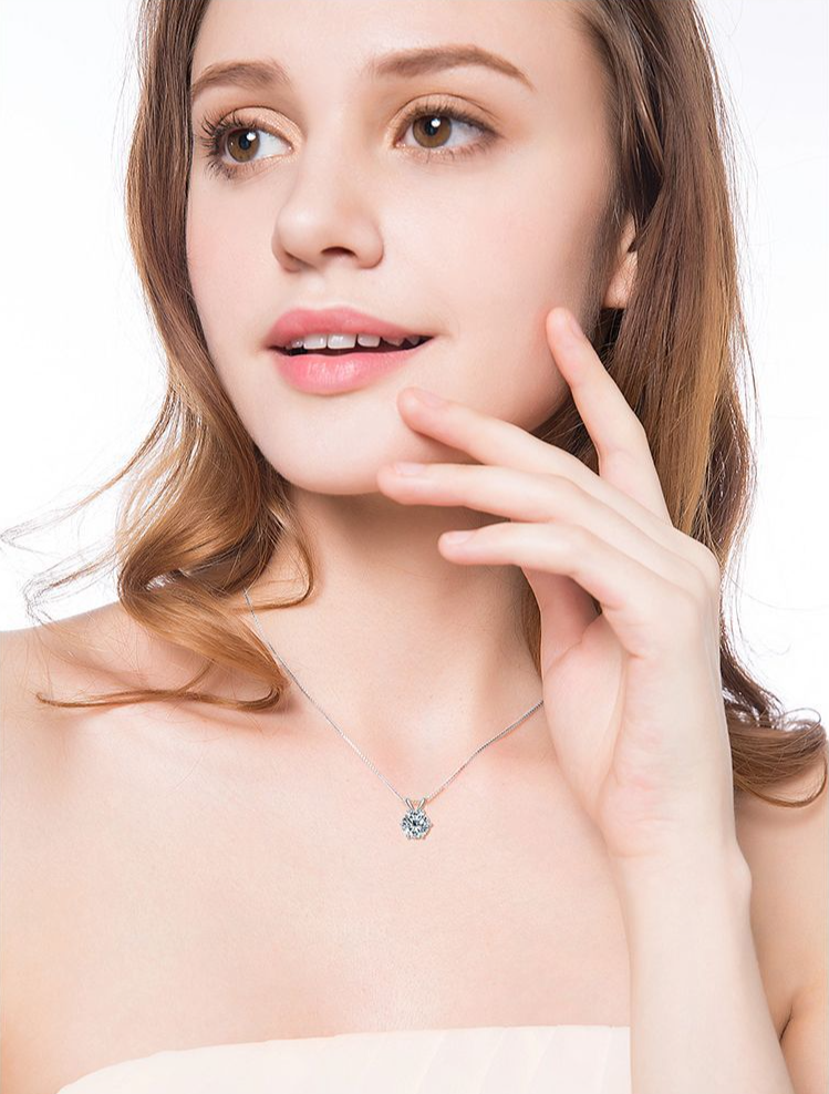 DEC Three-Prong 1.0 CT Moissanite Diamond Necklace